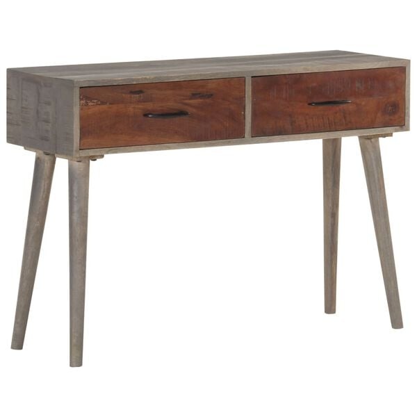 Wandkonsole Massivholz Mango 110x35x75 cm Grau - 34% Rabatt
