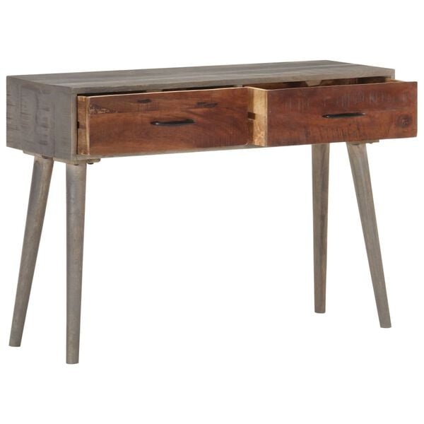 Wandkonsole Massivholz Mango 110x35x75 cm Grau - 34% Rabatt