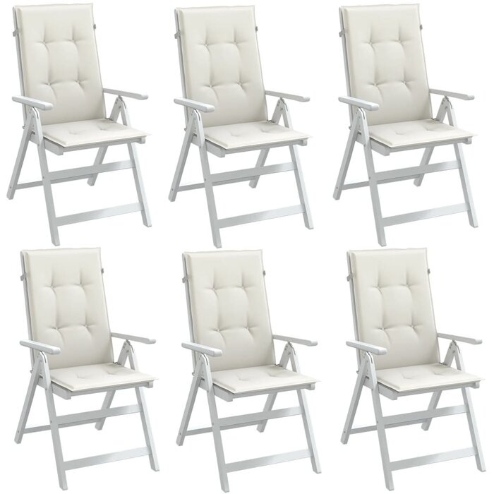 6er-Set Hochlehner-Stuhlkissen Creme meliert 120x50x4 cm - 34% Rabatt