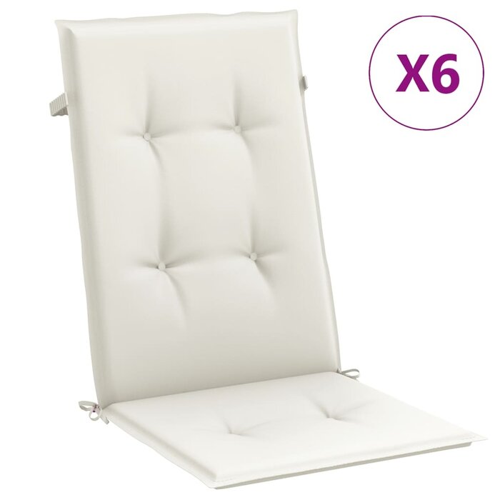 6er-Set Hochlehner-Stuhlkissen Creme meliert 120x50x4 cm - 34% Rabatt