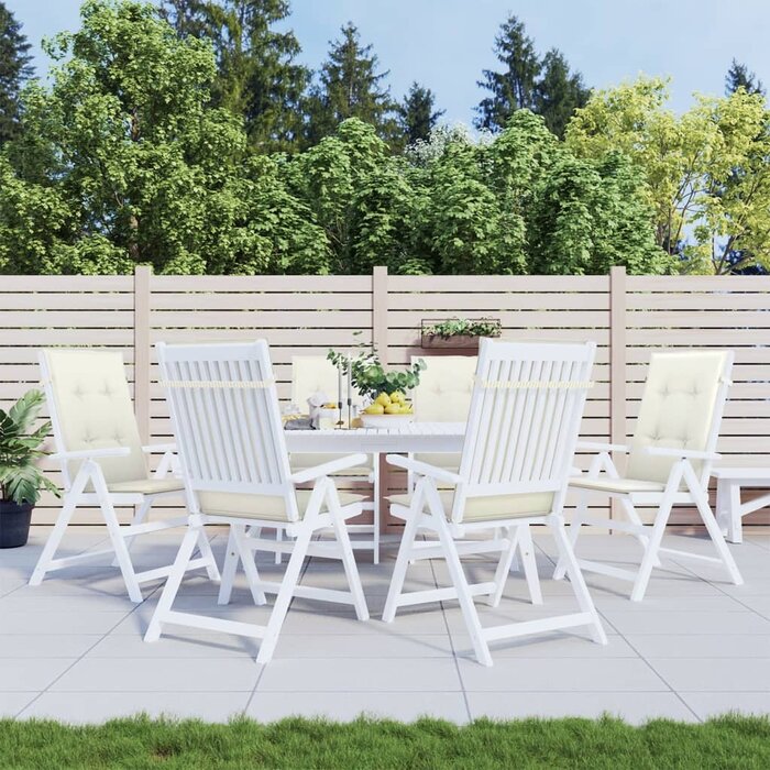 6er-Set Hochlehner-Stuhlkissen Creme meliert 120x50x4 cm - 34% Rabatt