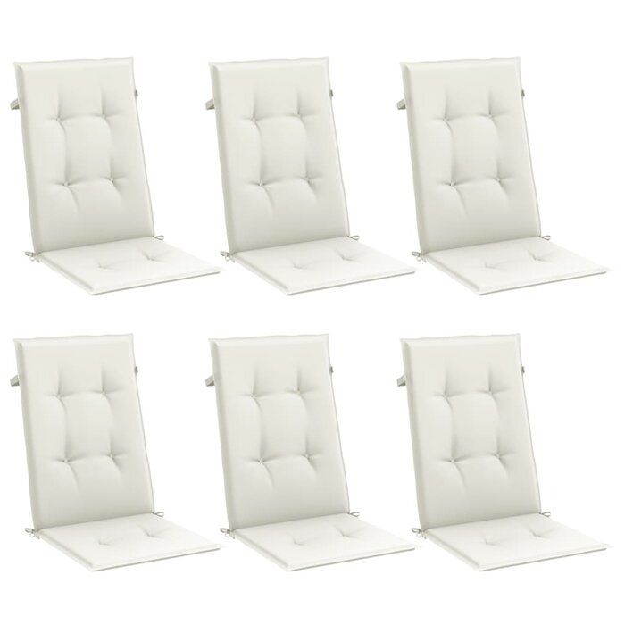 6er-Set Hochlehner-Stuhlkissen Creme meliert 120x50x4 cm - 34% Rabatt