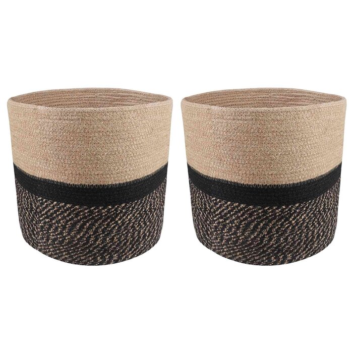 2er-Set Jute-Pflanztöpfe Natur/Schwarz 28x28cm - 30% Rabatt