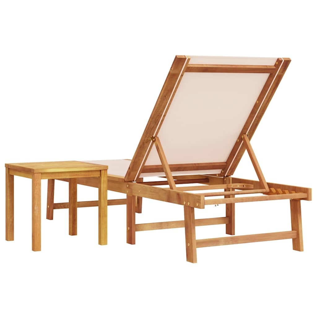 Vidaxl Gartenliege mit Beistelltisch Akazienholz, Creme - 30% Rabatt