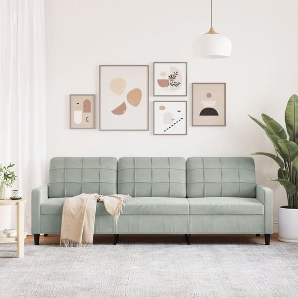 3-Sitzer Samtsofa Hellgrau 210 cm - 35% Rabatt - Ausgepackt