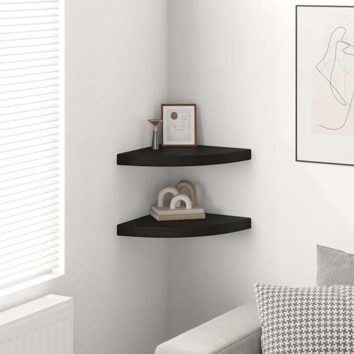 2er Set Eckregal schwebend 35 cm in Schwarz - 33% Rabatt