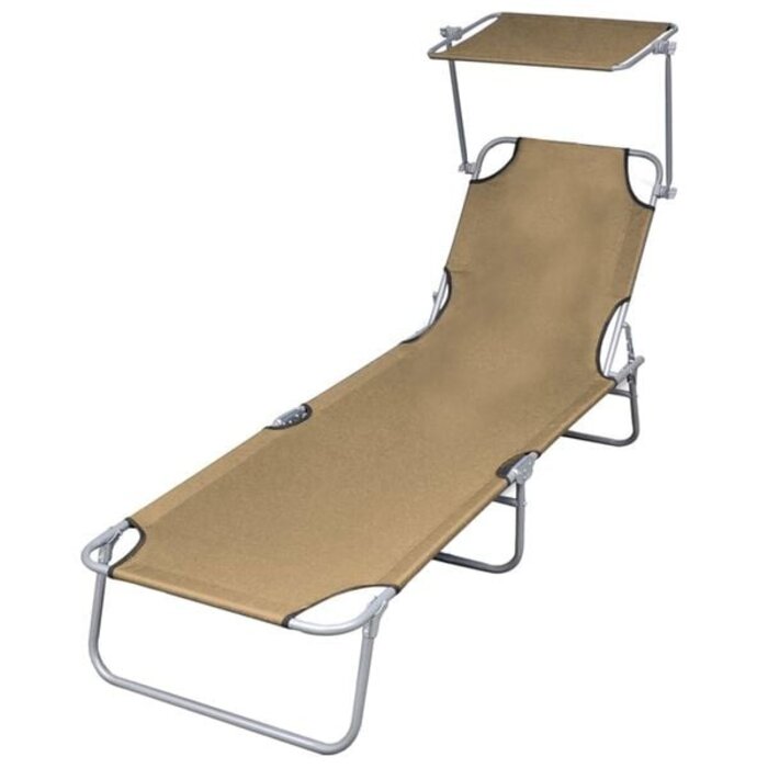 Vidaxl Sonnenliege mit Sonnendach klappbar taupe 189 cm - 33% Rabatt