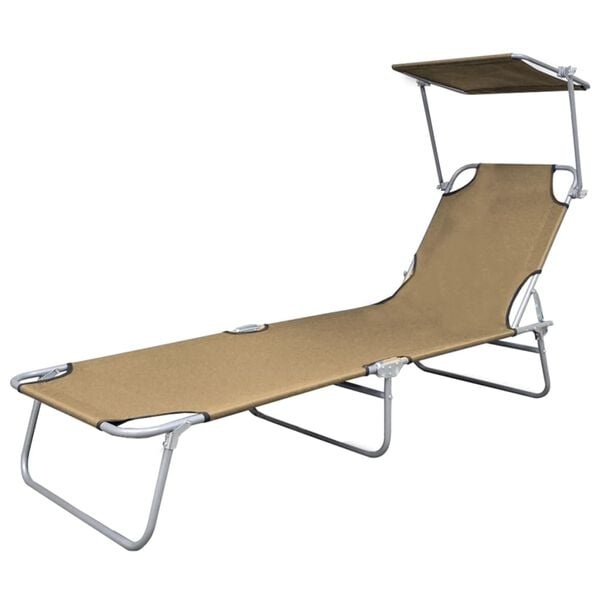 Vidaxl Sonnenliege mit Sonnendach klappbar taupe 189 cm - 33% Rabatt