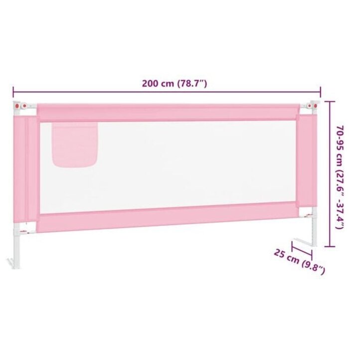 Bettschutzgitter 200x25 cm, Rosa - 33% Rabatt