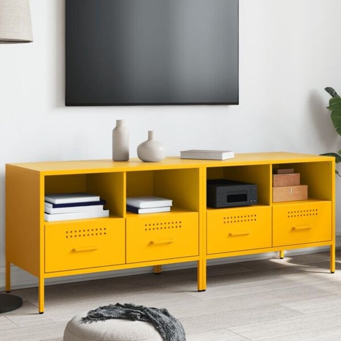 TV-Schrank Set 2-teilig, Stahl, Senfgelb - 35% Rabatt