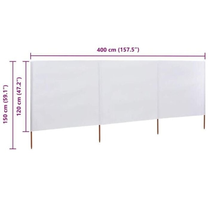 Vidaxl 3-teiliger Windschutz 400x120 cm Weiß - 31% Rabatt