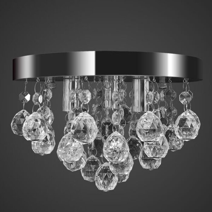 Deckenleuchte im Kronleuchter-Design, Chrom & Kristall, 25 cm - 32% Rabatt