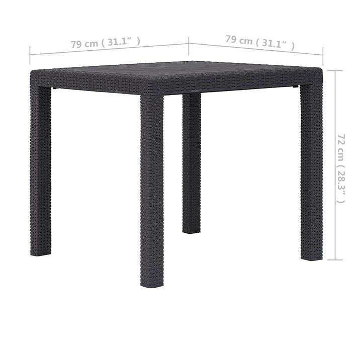 Vidaxl Gartentisch 79x79x72 cm, Rattan-Optik, Braun - 33% Rabatt