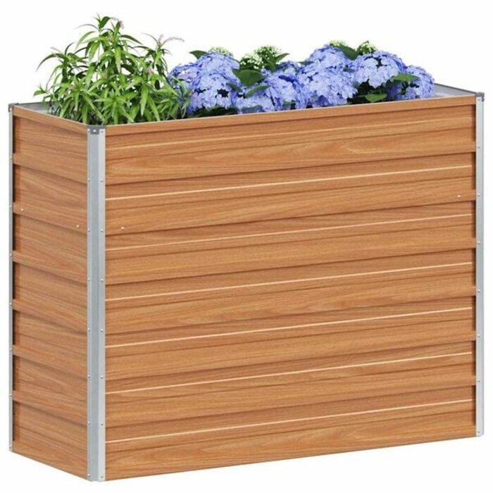 Hochbeet aus verzinktem Stahl 100x40x77cm Hellbraun - 32% Rabatt
