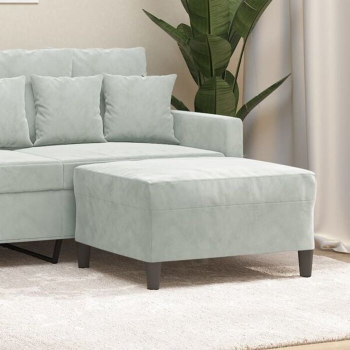 Samt Fußhocker 70x55x41 cm in Hellgrau - 33% Rabatt