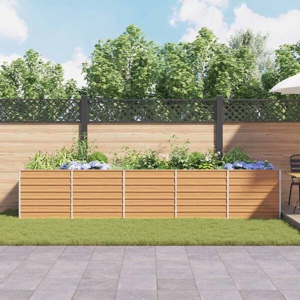 Vidaxl Hochbeet verzinkter Stahl hellbraun 400x80x77cm - 35% Rabatt
