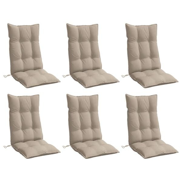 Vidaxl 6x Hochlehner-Stuhlkissen 120x50cm Taupe - 35% Rabatt
