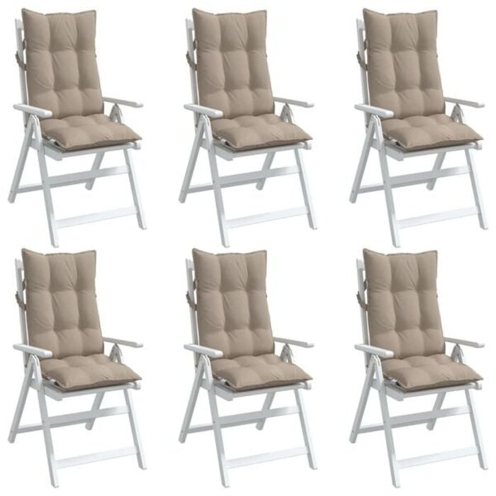 Vidaxl 6x Hochlehner-Stuhlkissen 120x50cm Taupe - 35% Rabatt