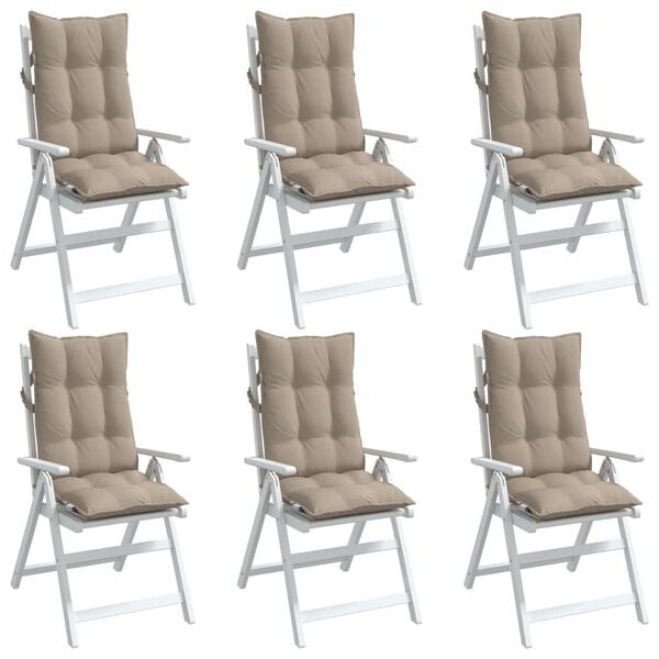 Vidaxl 6x Hochlehner-Stuhlkissen 120x50cm Taupe - 35% Rabatt