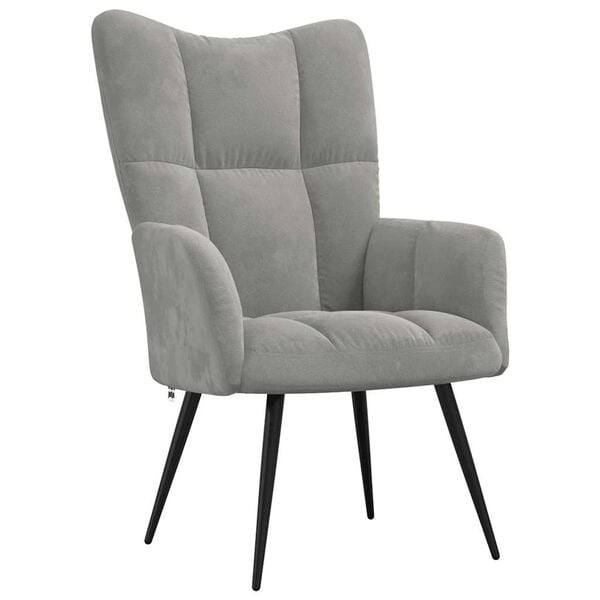 Eleganter Samt-Relaxsessel Hellgrau - 34% Rabatt