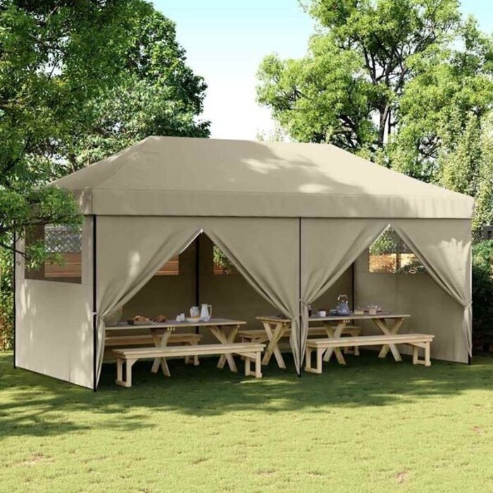 Faltbares Pop-up-Party-Pavillon 580x292 cm, Taupe - 35% Rabatt