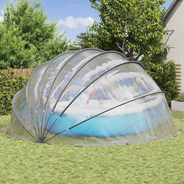 Poolkuppel Überdachung Transparent 592x590x275 cm - 35% Rabatt