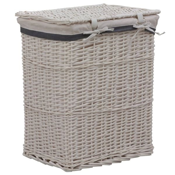 Vidaxl Wäschekorb aus Weidengeflecht, Weiß, 43x34x57,5cm - 34% Rabatt