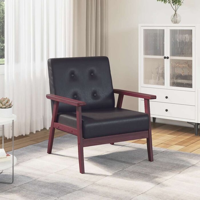 Vidaxl Retro Sessel in Schwarz - Kunstleder & Holzrahmen - 34% Rabatt