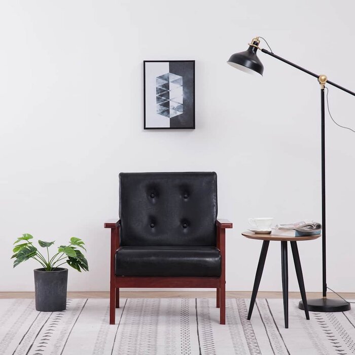 Vidaxl Retro Sessel in Schwarz - Kunstleder & Holzrahmen - 34% Rabatt