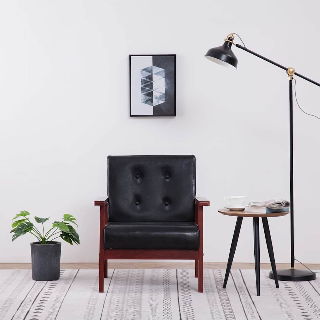 Vidaxl Retro Sessel in Schwarz - Kunstleder & Holzrahmen - 34% Rabatt