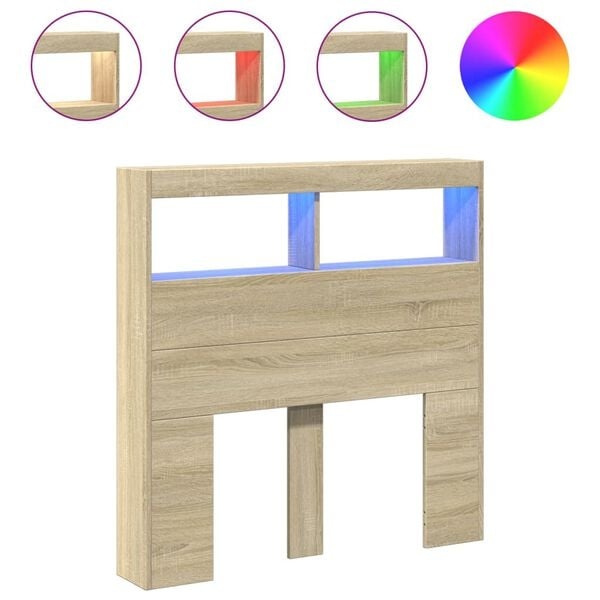 Vidaxl Bettkopfteil Sonoma Eiche mit LED - 100x17x102 cm - 34% Rabatt