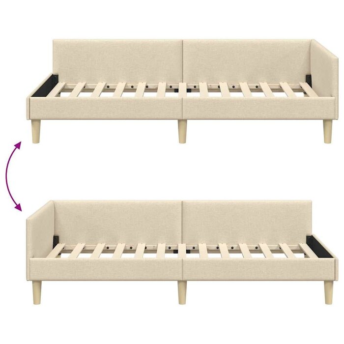Vidaxl Eckbettrahmen 90x190cm Creme, Bruin grijs, Größe L - 34% Rabatt