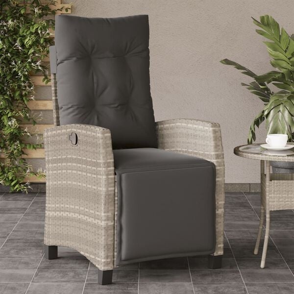 Vidaxl 2er-Set Gartenstühle Grau, verstellbar mit Fußstütze - 35% Rabatt