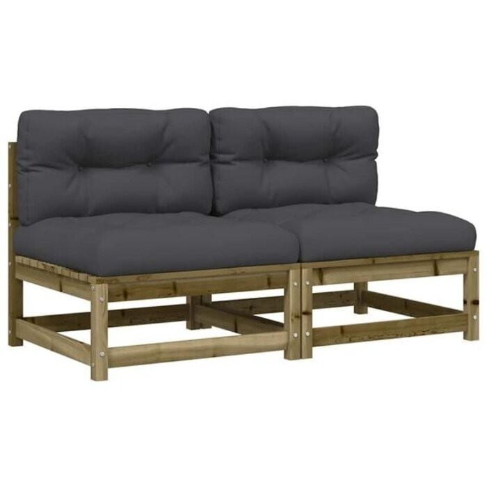 Vidaxl 2er-Set Gartenbank Kiefernholz grau-braun, 30% Rabatt
