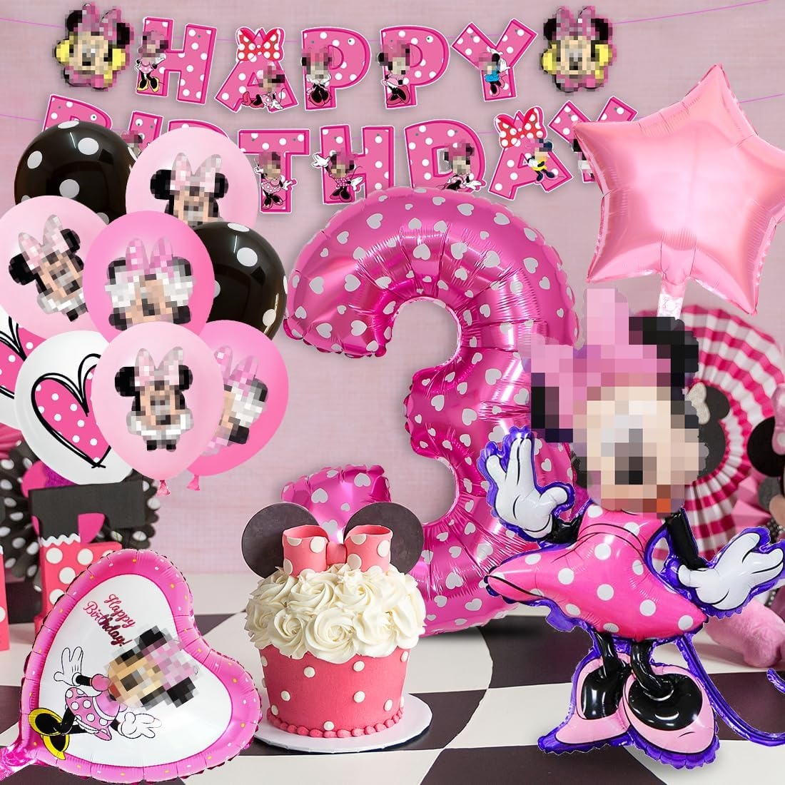 Rosa Geburtstagsdeko 3. Geburtstag - Ballon-Set - 16% Rabatt