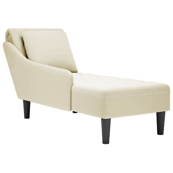 Chaiselongue Samt Cremefarben rechts 145 cm - 25% Rabatt