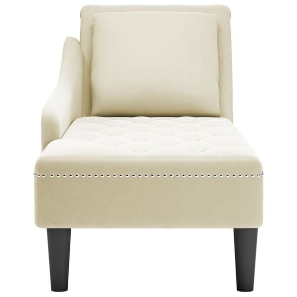 Chaiselongue Samt Cremefarben rechts 145 cm - 25% Rabatt