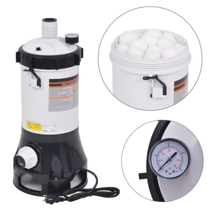 Pool-Filterpumpe 185 W 4,4 m³/h mit 100 Filterbällen - 25% Rabatt
