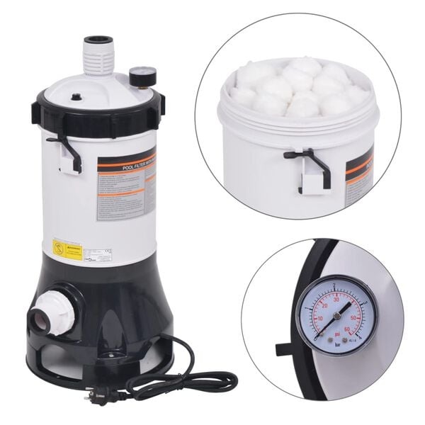 Pool-Filterpumpe 185 W 4,4 m³/h mit 100 Filterbällen - 25% Rabatt