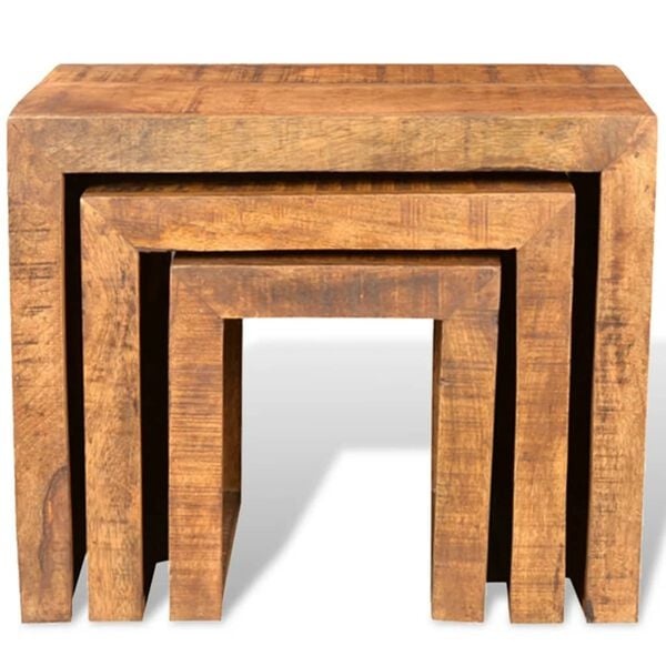 3-teiliges Satztisch-Set aus massivem Mangoholz - 25% Rabatt