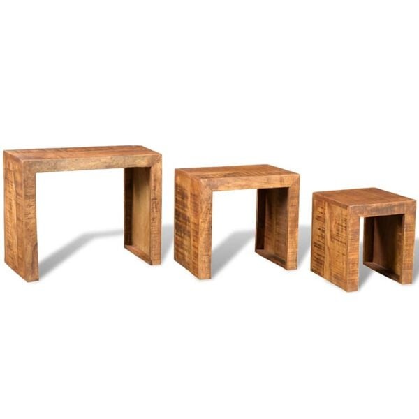 3-teiliges Satztisch-Set aus massivem Mangoholz - 25% Rabatt
