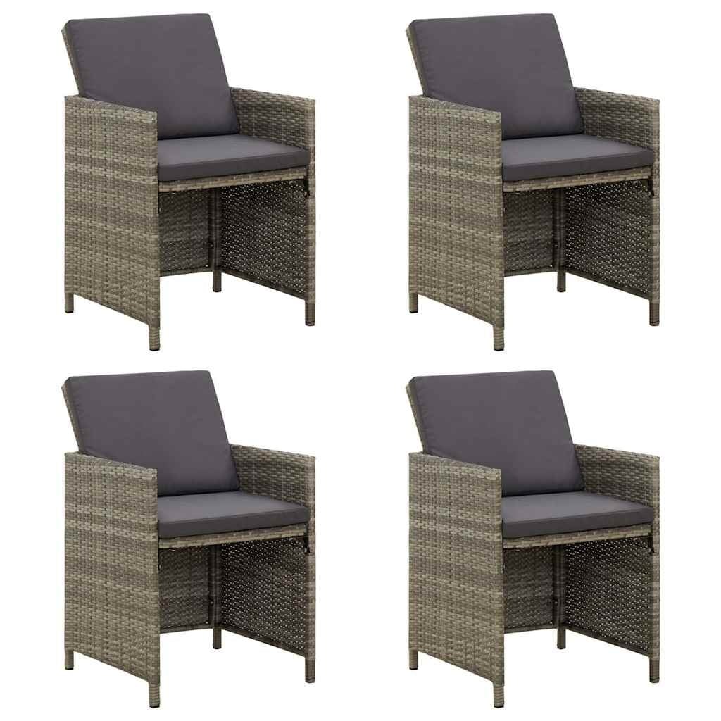 Gartenstühle 4er Set mit Kissen Poly-Rattan grau - 25% Rabatt