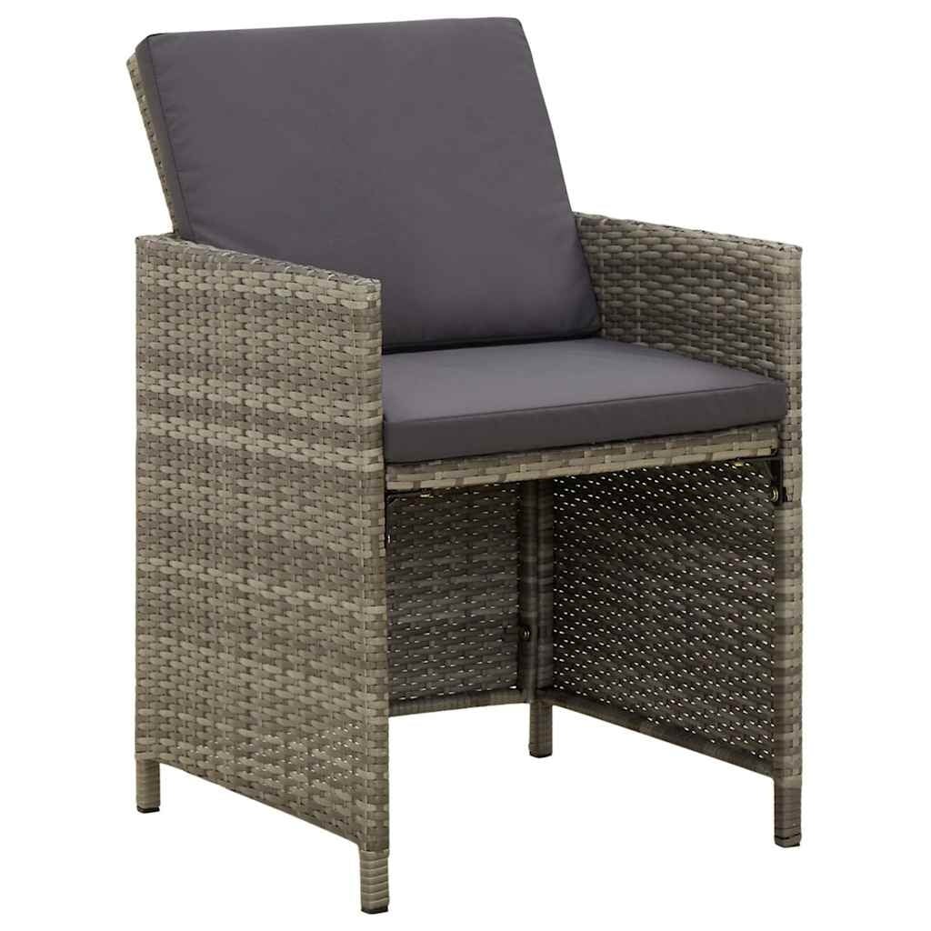 Gartenstühle 4er Set mit Kissen Poly-Rattan grau - 25% Rabatt