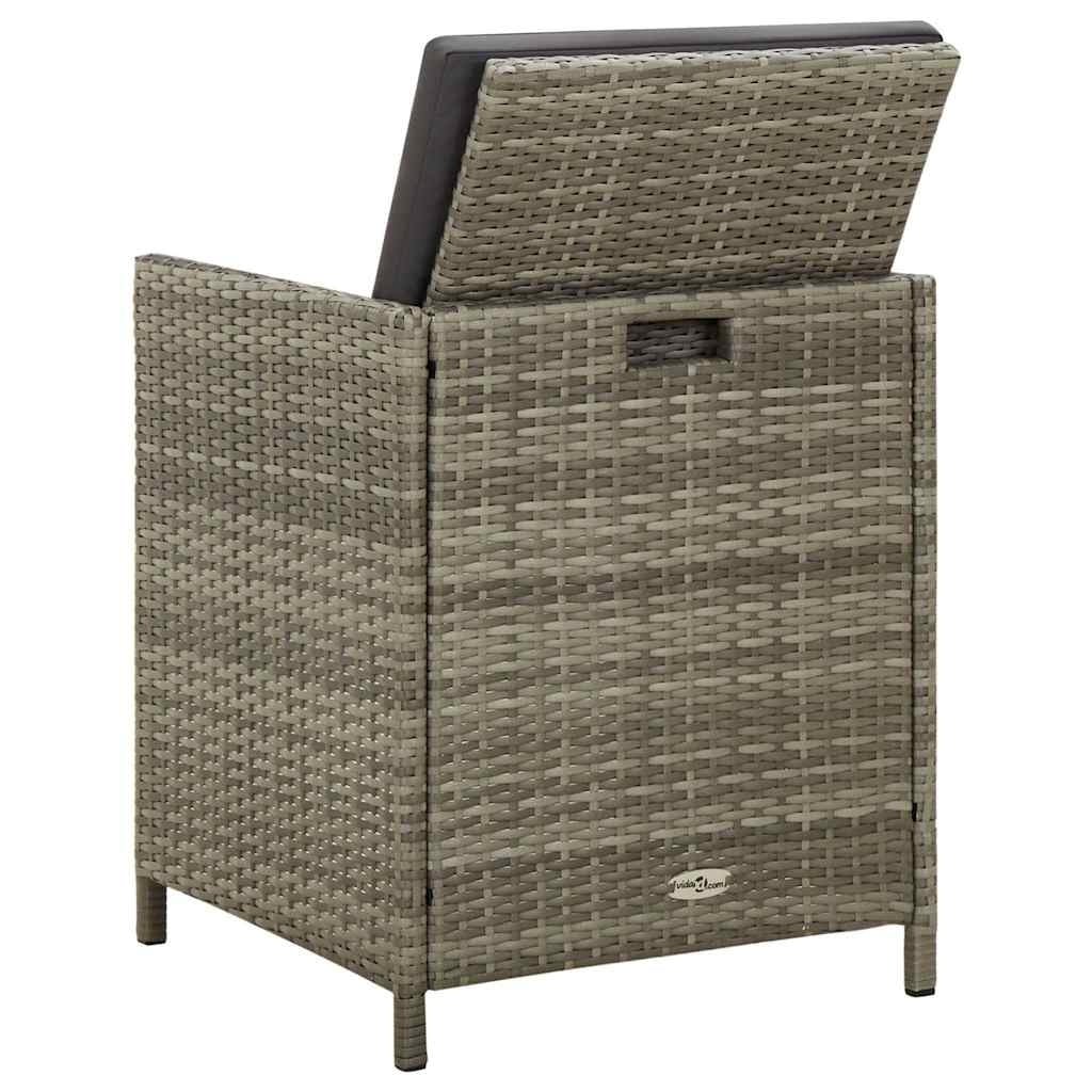 Gartenstühle 4er Set mit Kissen Poly-Rattan grau - 25% Rabatt