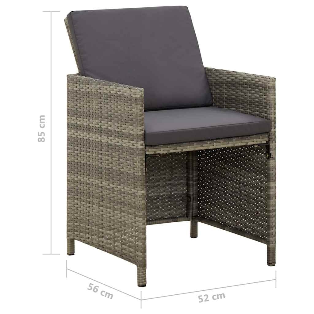 Gartenstühle 4er Set mit Kissen Poly-Rattan grau - 25% Rabatt