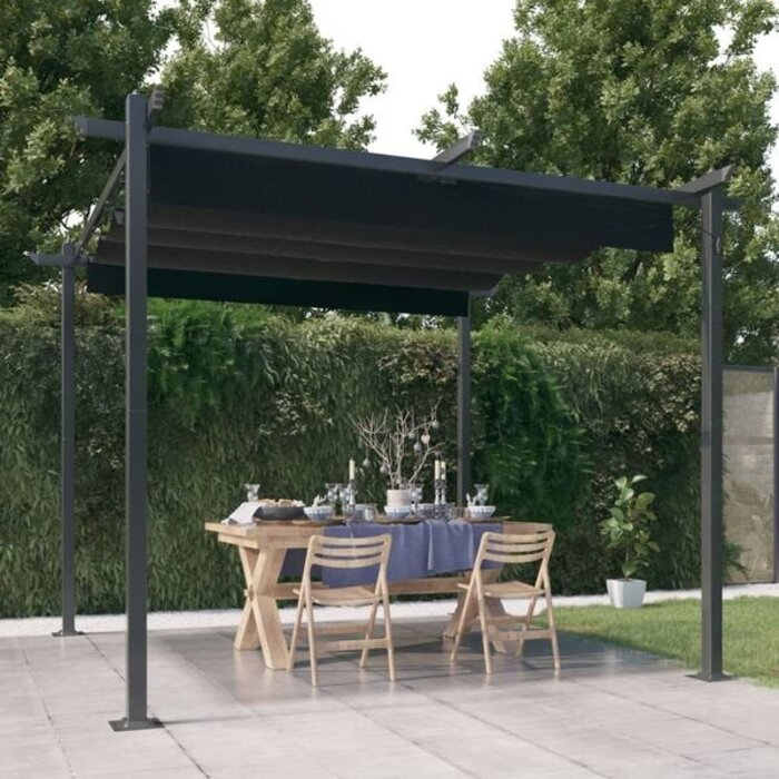 Gartenpavillon 3x3 m mit verstellbarem Dach, Anthrazit - 20% Rabatt