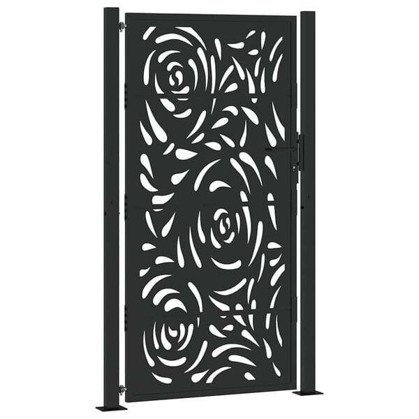 Gartentor mit Flammendesign 105x180cm, Schwarz - 25% Rabatt