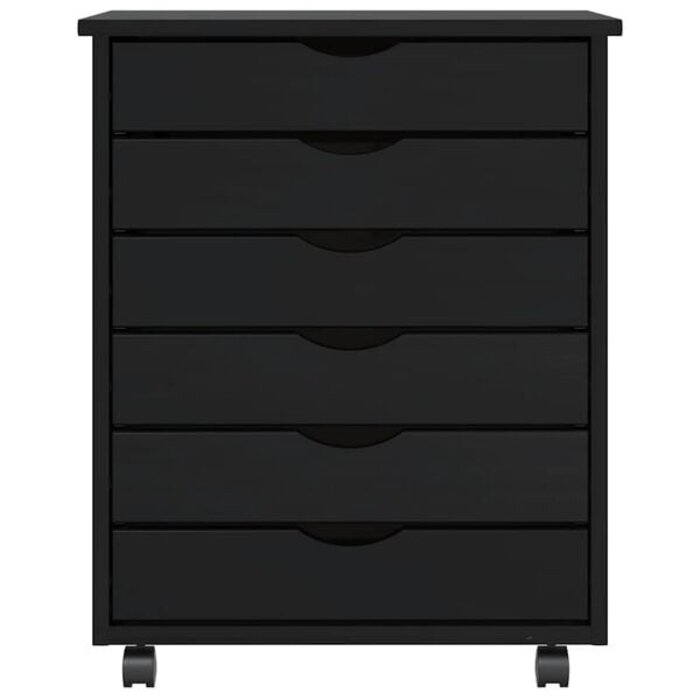Rollcontainer MOSS, 6 Schubladen, Massivholz, Schwarz - 25% Rabatt
