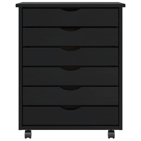 Rollcontainer MOSS, 6 Schubladen, Massivholz, Schwarz - 25% Rabatt