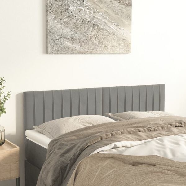 2er-Set Bettkopfteile Samt hellgrau 72x88cm - 23% Rabatt